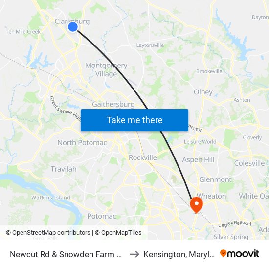 Newcut Rd & Snowden Farm Pkwy to Kensington, Maryland map
