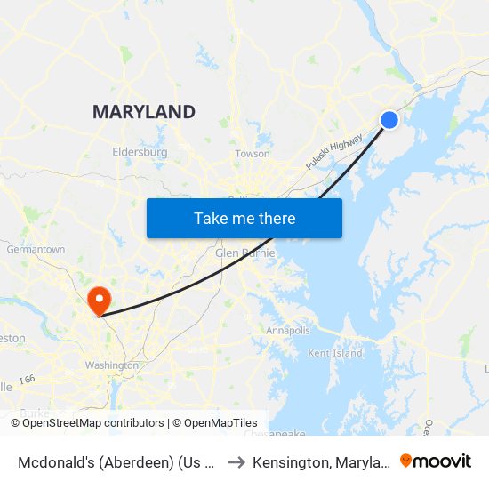 Mcdonald's (Aberdeen) (Us 40) to Kensington, Maryland map