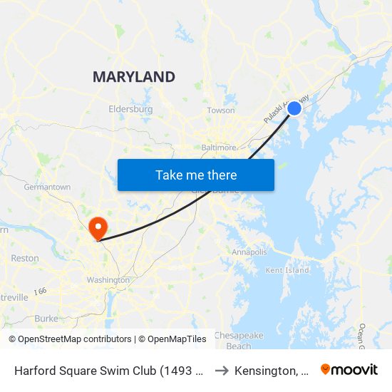 Harford Square Swim Club (1493 Harford Square Dr) to Kensington, Maryland map