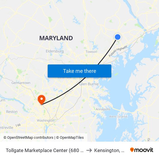 Tollgate Marketplace Center (680 Marketplace Dr) to Kensington, Maryland map