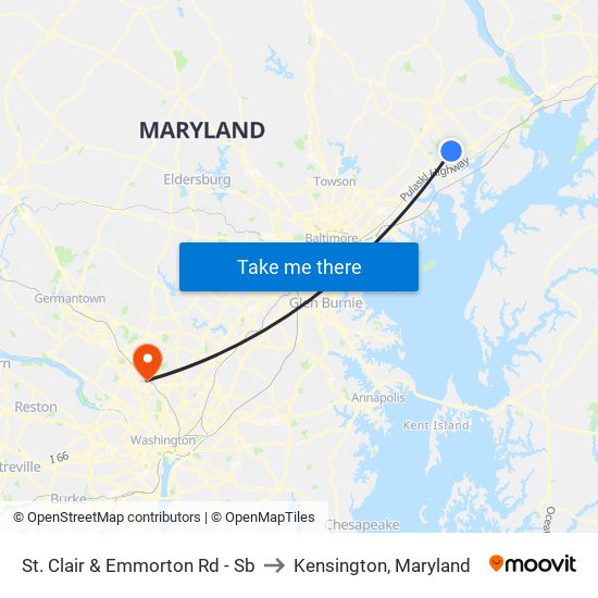 St. Clair & Emmorton Rd - Sb to Kensington, Maryland map