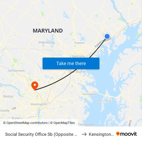 Social Security Office Sb (Opposite 3415 Box Hill S Corp Ctr Dr) to Kensington, Maryland map