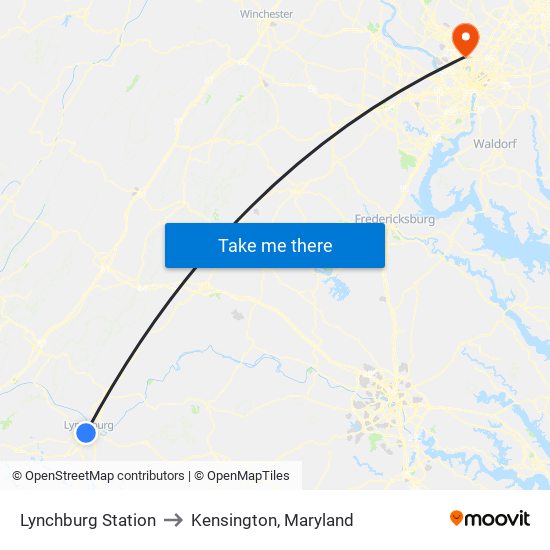 Lynchburg Station to Kensington, Maryland map