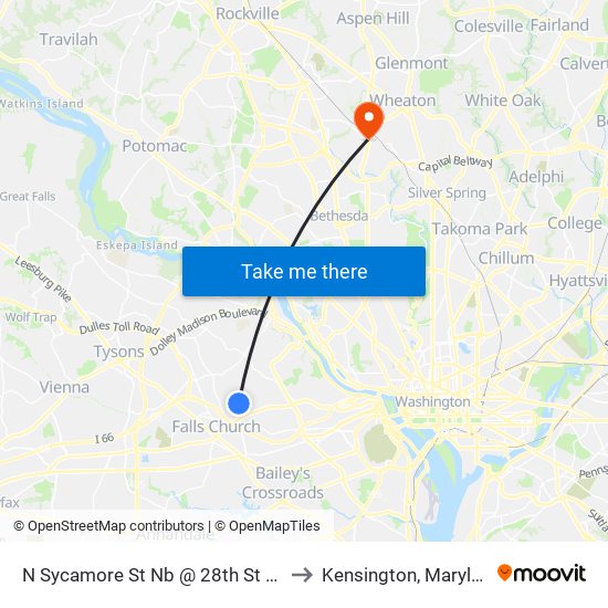 N Sycamore St Nb @ 28th St N FS to Kensington, Maryland map