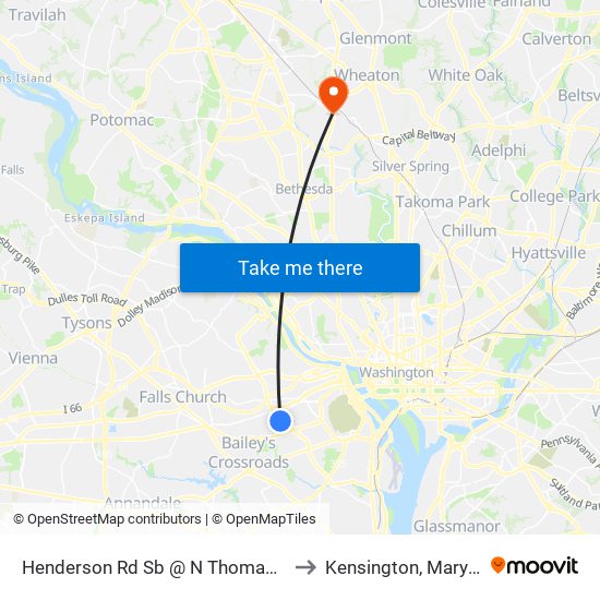 Henderson Rd Sb @ N Thomas St FS to Kensington, Maryland map