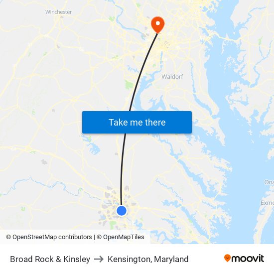 Broad Rock & Kinsley to Kensington, Maryland map