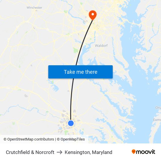 Crutchfield & Norcroft to Kensington, Maryland map