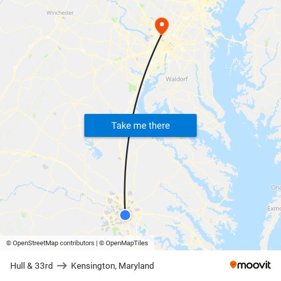 Hull & 33rd to Kensington, Maryland map