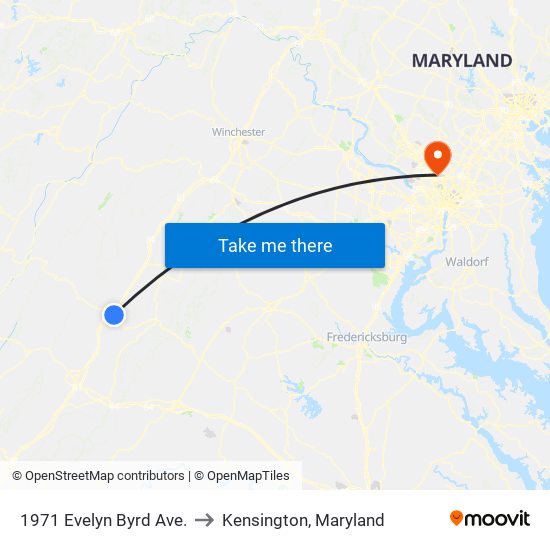 1971 Evelyn Byrd Ave. to Kensington, Maryland map