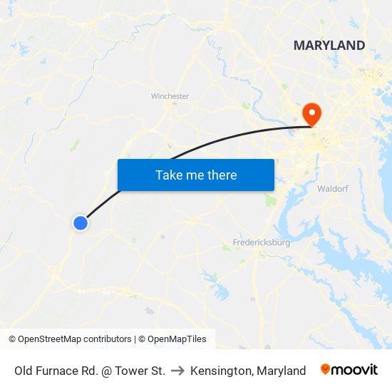 Old Furnace Rd. @ Tower St. to Kensington, Maryland map