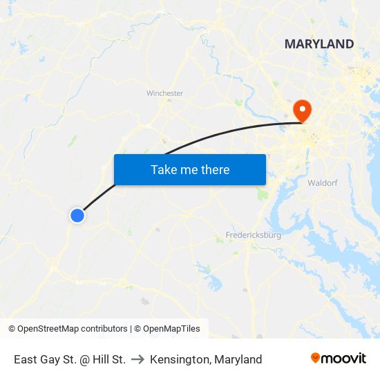 East Gay St. @ Hill St. to Kensington, Maryland map