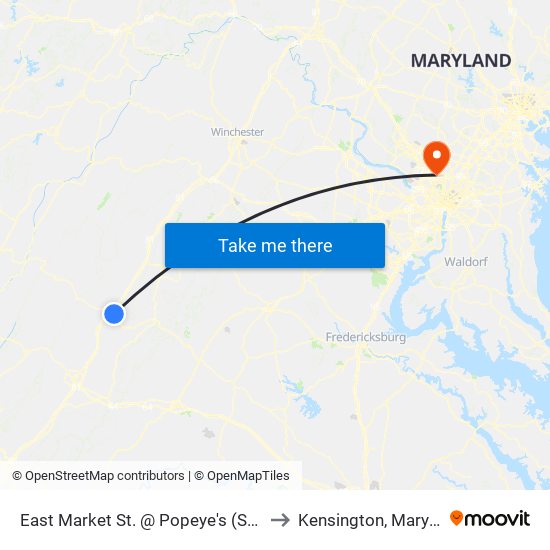 East Market St. @ Popeye's (Shelter) to Kensington, Maryland map