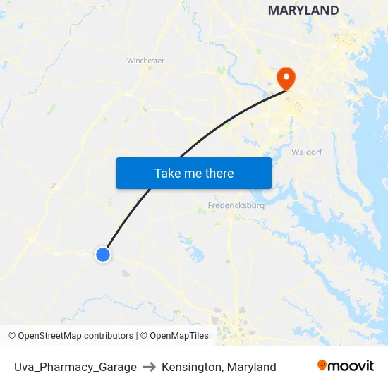 Uva_Pharmacy_Garage to Kensington, Maryland map