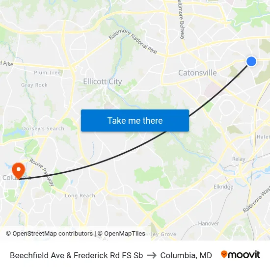 Beechfield Ave & Frederick Rd FS Sb to Columbia, MD map