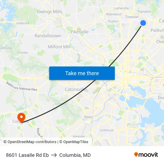 8601 Lasalle Rd Eb to Columbia, MD map