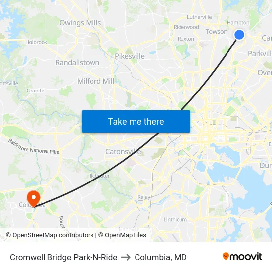 Cromwell Bridge Park-N-Ride to Columbia, MD map