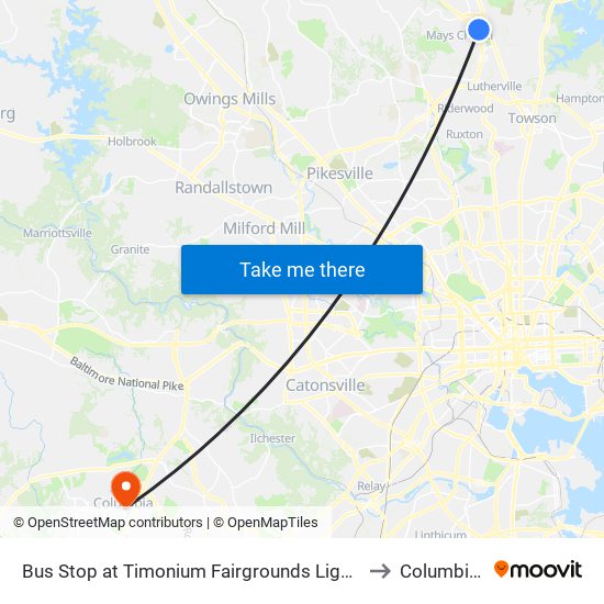 Bus Stop at Timonium Fairgrounds Light Rail Station Sb to Columbia, MD map