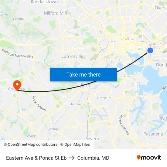 Eastern Ave & Ponca St Eb to Columbia, MD map