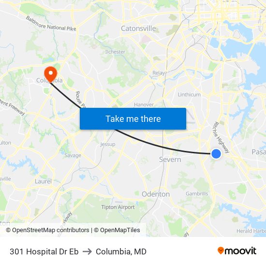 301 Hospital Dr Eb to Columbia, MD map