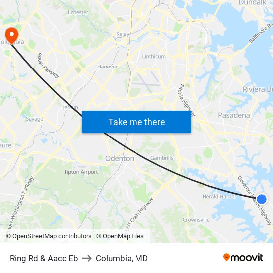 Ring Rd & Aacc Eb to Columbia, MD map