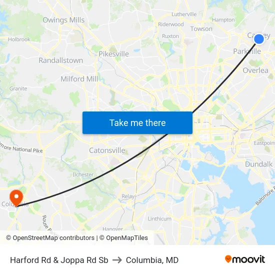 Harford Rd & Joppa Rd Sb to Columbia, MD map