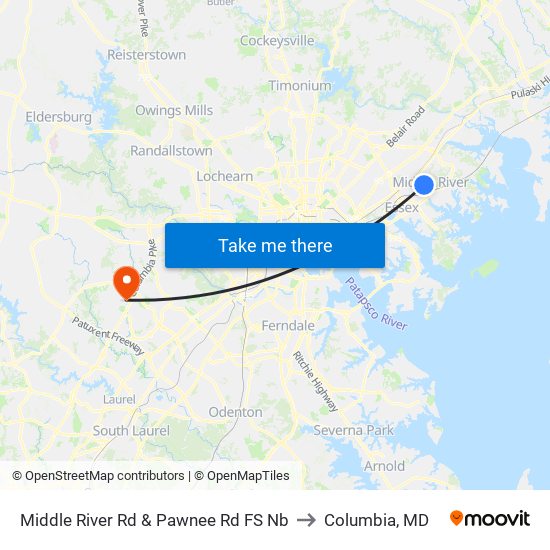 Middle River Rd & Pawnee Rd FS Nb to Columbia, MD map