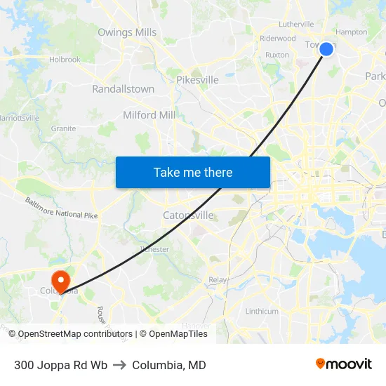 300 Joppa Rd Wb to Columbia, MD map