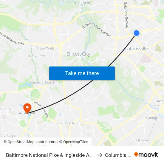 Baltimore National Pike & Ingleside Ave FS Wb to Columbia, MD map