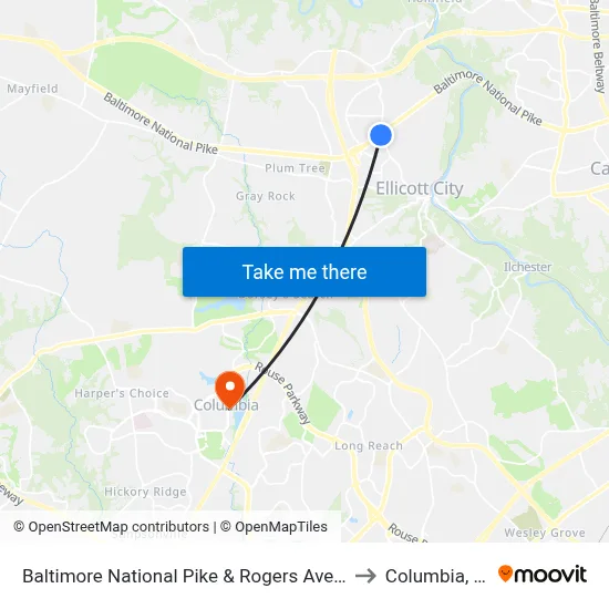 Baltimore National Pike & Rogers Ave FS Eb to Columbia, MD map