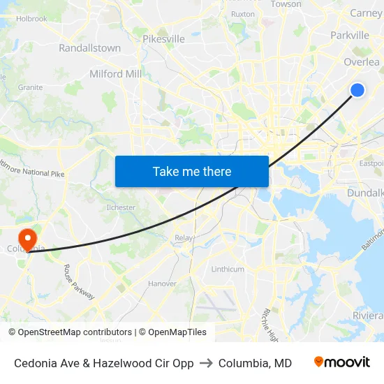 Cedonia Ave & Hazelwood Cir Opp to Columbia, MD map