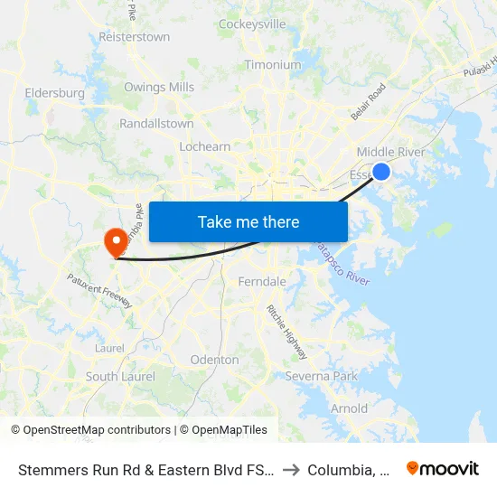 Stemmers Run Rd & Eastern Blvd FS Sb to Columbia, MD map