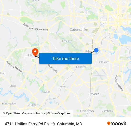 4711 Hollins Ferry Rd Eb to Columbia, MD map