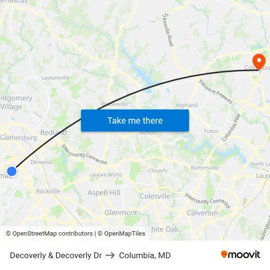 Decoverly & Decoverly Dr to Columbia, MD map