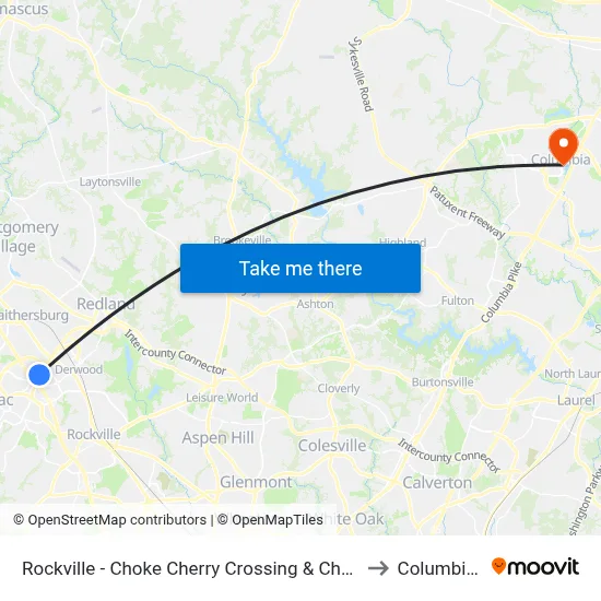 Rockville - Choke Cherry Crossing & Choke Cherry Road to Columbia, MD map