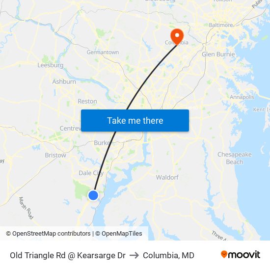 Old Triangle Rd @ Kearsarge Dr to Columbia, MD map