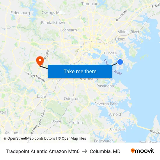 Tradepoint Atlantic Amazon Mtn6 to Columbia, MD map