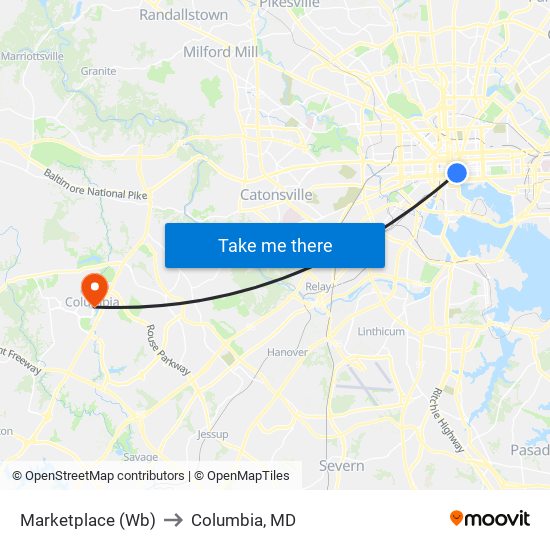 Marketplace (Wb) to Columbia, MD map