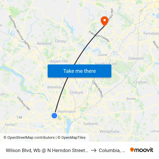 Wilson Blvd, Wb @ N Herndon Street, Ns to Columbia, MD map
