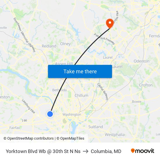 Yorktown Blvd Wb @ 30th St N Ns to Columbia, MD map