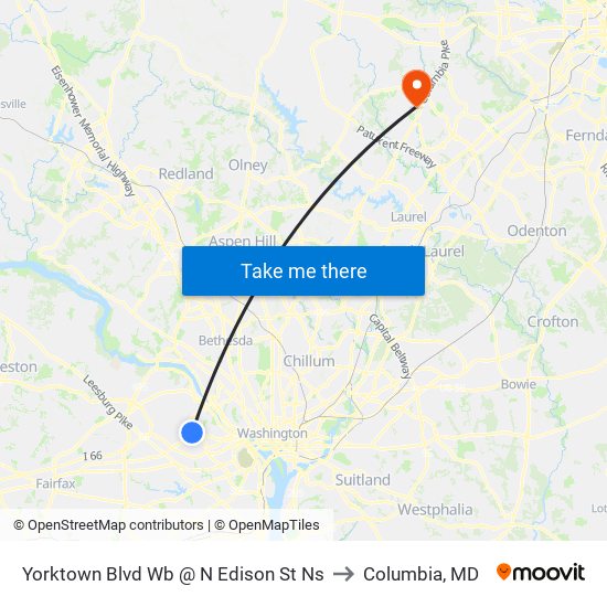 Yorktown Blvd Wb @ N Edison St Ns to Columbia, MD map