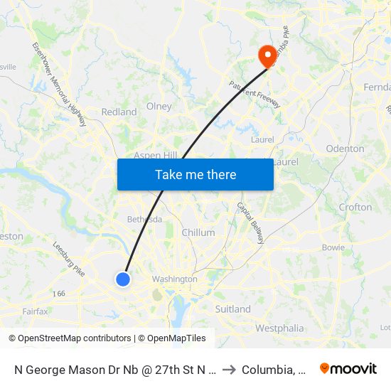 N George Mason Dr Nb @ 27th St N FS to Columbia, MD map