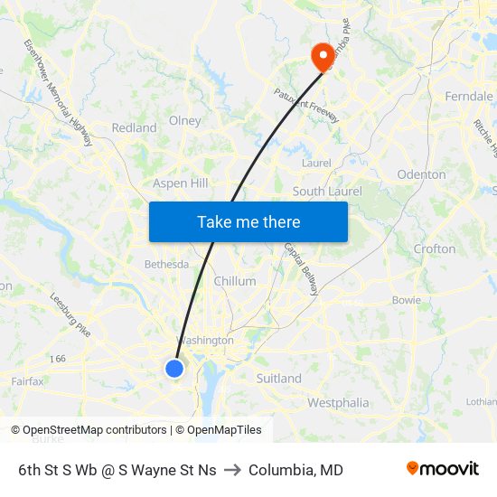 6th St S Wb @ S Wayne St Ns to Columbia, MD map