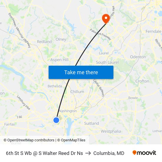 6th St S Wb @ S Walter Reed Dr Ns to Columbia, MD map