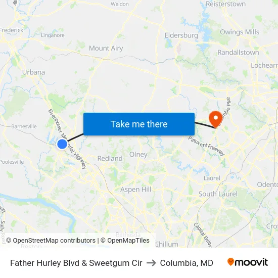 Father Hurley Blvd & Sweetgum Cir to Columbia, MD map