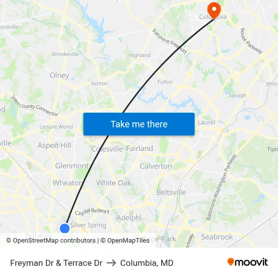 Freyman Dr & Terrace Dr to Columbia, MD map