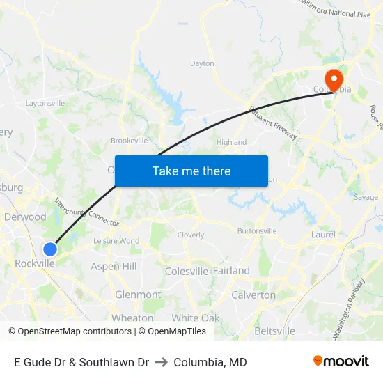 E Gude Dr & Southlawn Dr to Columbia, MD map
