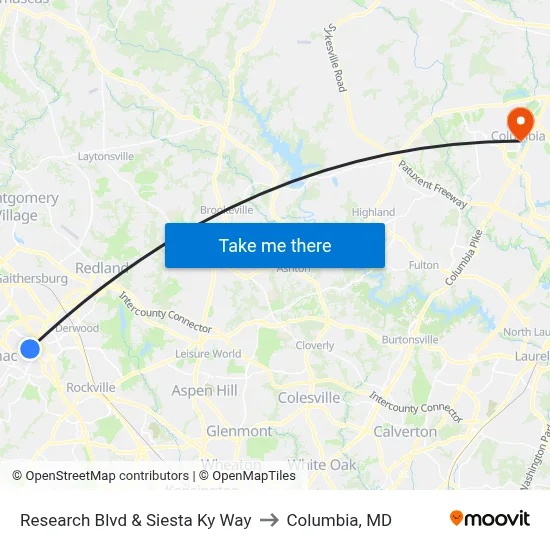 Research Blvd & Siesta Ky Way to Columbia, MD map