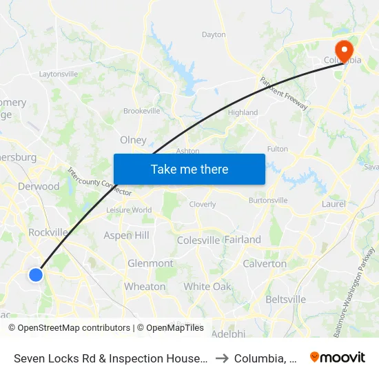Seven Locks Rd & Inspection House Rd to Columbia, MD map