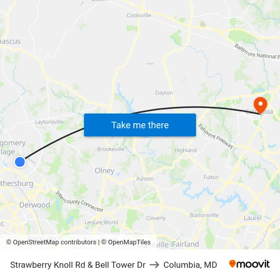 Strawberry Knoll Rd & Bell Tower Dr to Columbia, MD map