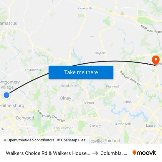 Walkers Choice Rd & Walkers House Rd to Columbia, MD map